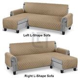 Quilted L-Shape Sofa Cover Beige